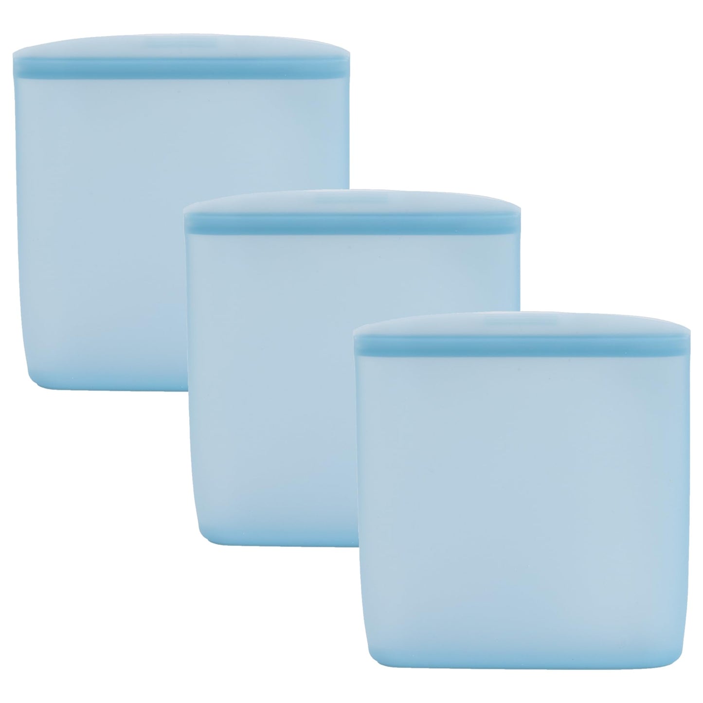 Reusable Silicone Bags (Set of 3) - 100% Food-Grade Silicone Food Storage Containers - Leakproof Reusable Food Storage Bags - Reusable Freezer Bags w/Snack Sandwich Quart & Half Gallon Sizes