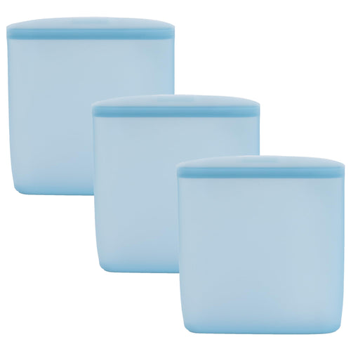 Reusable Silicone Bags (Set of 3) - 100% Food-Grade Silicone Food Storage Containers - Leakproof Reusable Food Storage Bags - Reusable Freezer Bags w/Snack Sandwich Quart & Half Gallon Sizes